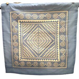 Vintage-Style Handcrafted Embroidered Square Tapestry With Geometric Patterns